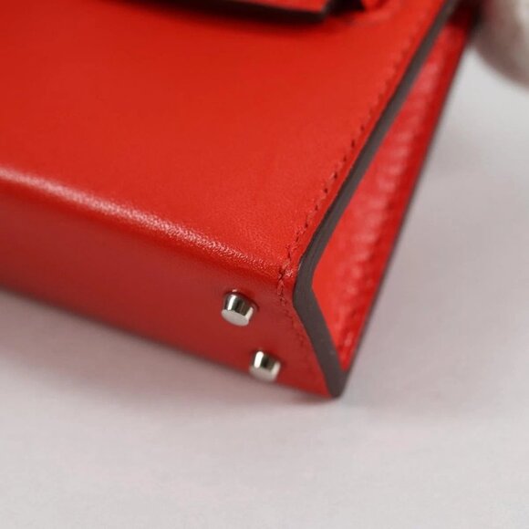 HERMES Micro Kelly Bag Charm Leather Orange Auth 141175SM - Picture 4 of 16